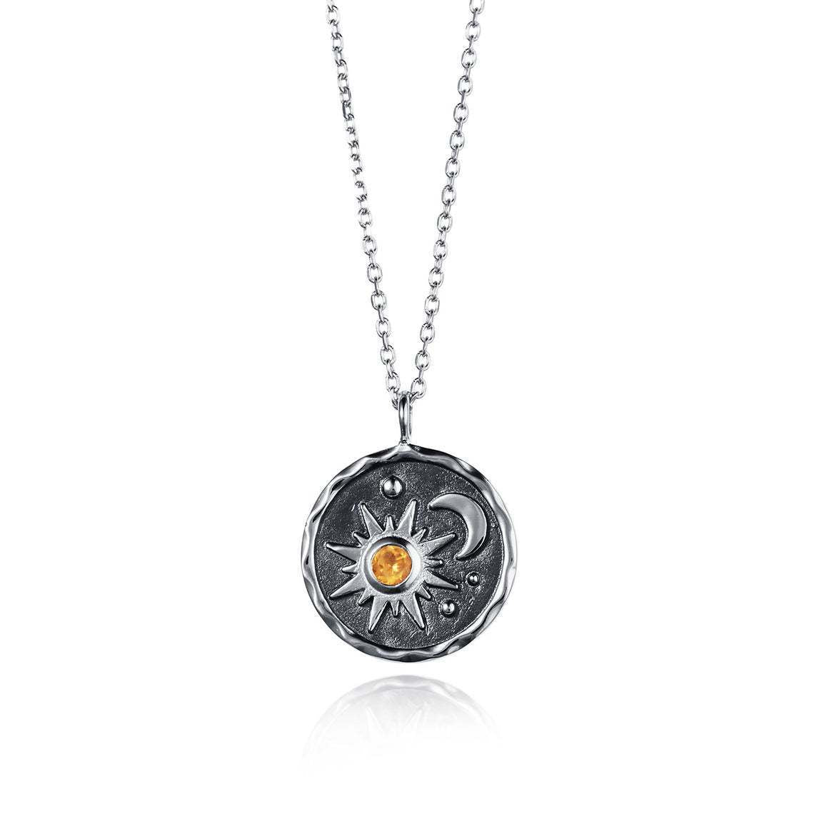 Wholesale Vintage Silver Sun Moon Zircon Alloy Necklaces